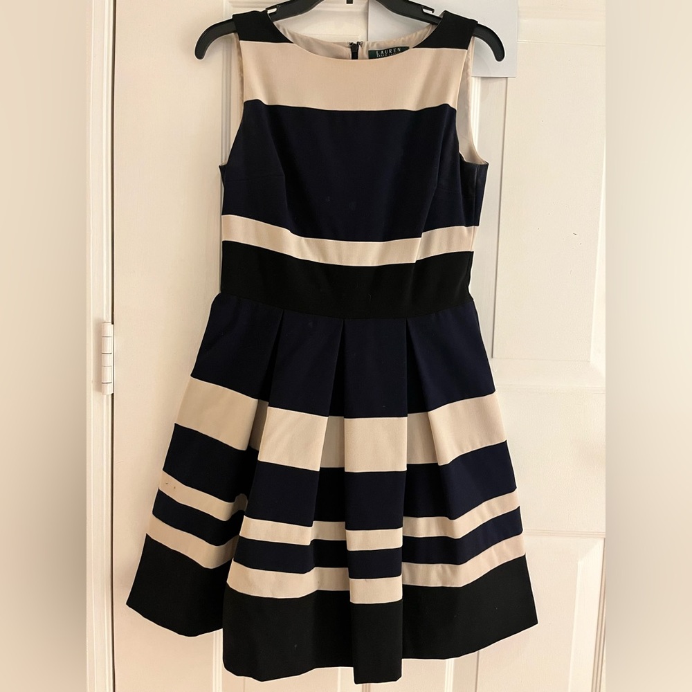 Ralph Lauren Navy and Cream Striped Dress